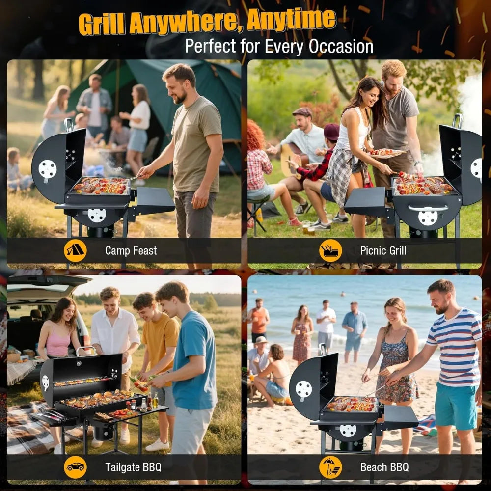 IronForge Elite - Charcoal Barrel BBQ Grill & Smoker Combo