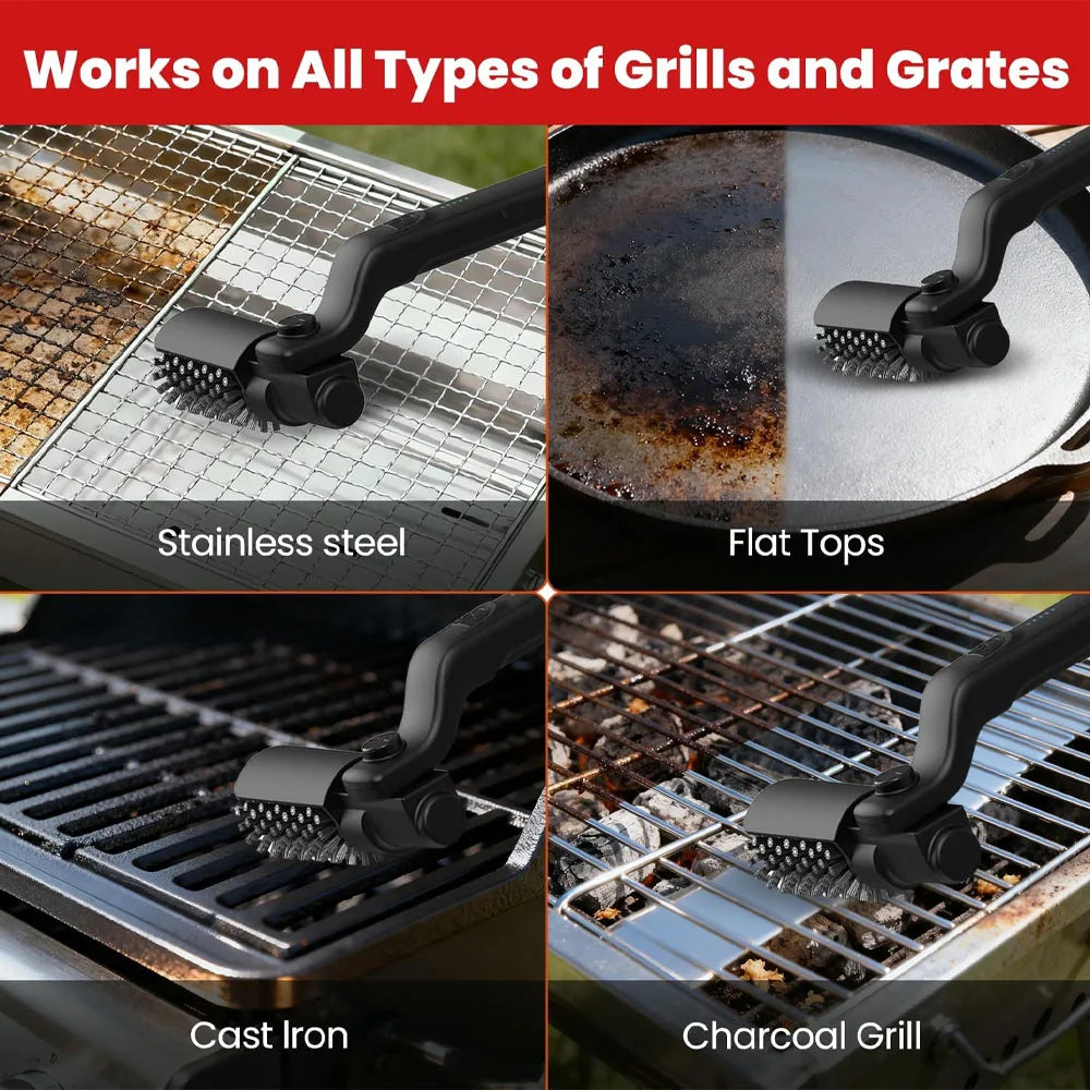 GrillMaster Pro - 3-Speed Rechargeable Electric BBQ Grill Brush