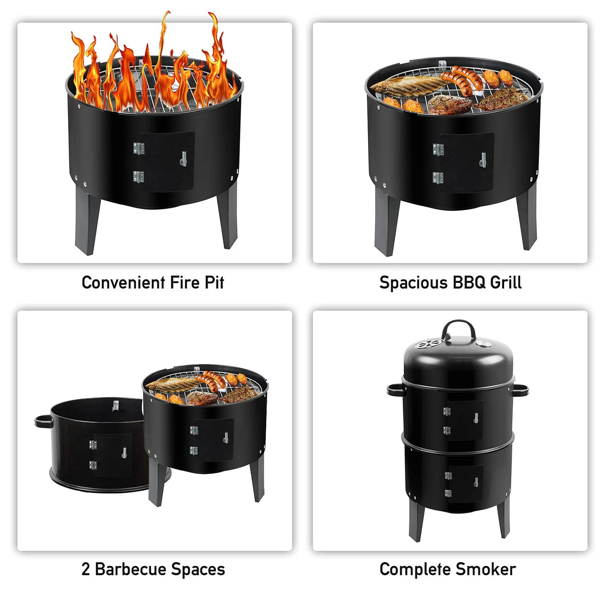 IronForge 3-in-1 Vertical BBQ Smoker & Portable Fire Pit