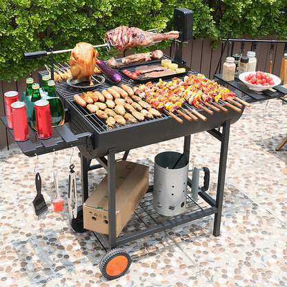 TitanBarrel 871 - Large Portable Charcoal Grill with Side Tables