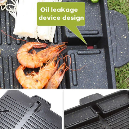 Korean BBQ Non-Stick Grill Pan - 32x26cm Portable Rectangle Plate
