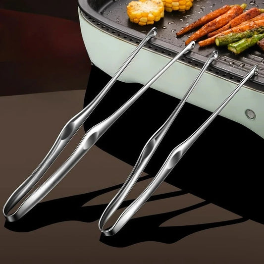 Pro-Grip Korean BBQ Tongs - Premium Stainless Steel Kitchen Clips