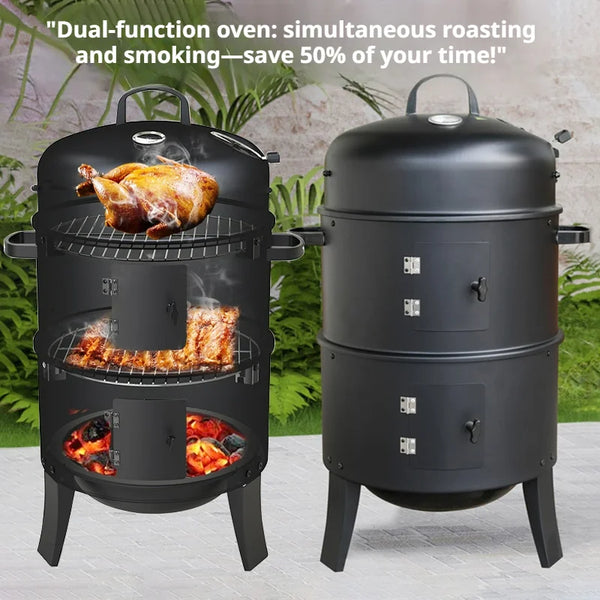 ApexSmoke 3-Tier Vertical Charcoal Smoker & Portable BBQ Grill