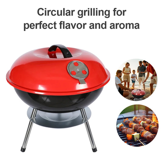 Apple-Style Portable BBQ - 14-inch Charcoal Grill & Fire Pit
