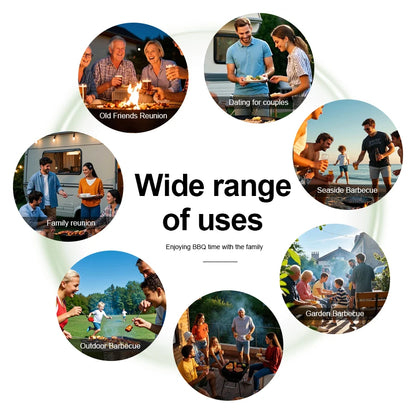 Apple-Style Portable BBQ - 14-inch Charcoal Grill & Fire Pit