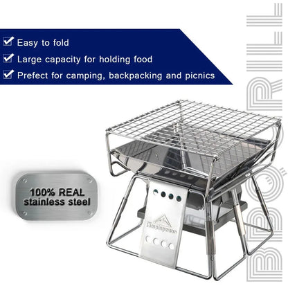 YOMEEI Pocket Grill - Portable Folding Stainless Steel BBQ