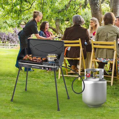 NomadPro - 2-in-1 Portable Propane Grill & 2-Burner Camping Stove