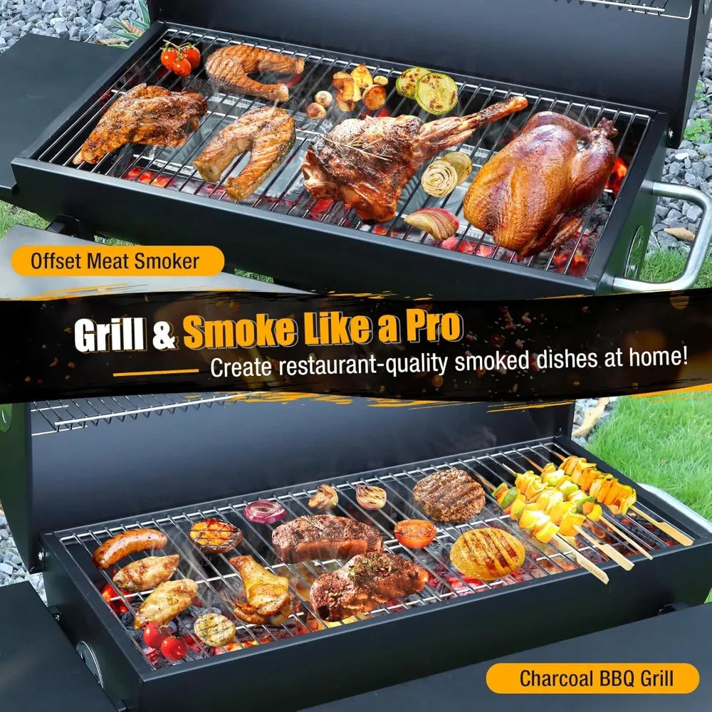IronForge Elite - Charcoal Barrel BBQ Grill & Smoker Combo