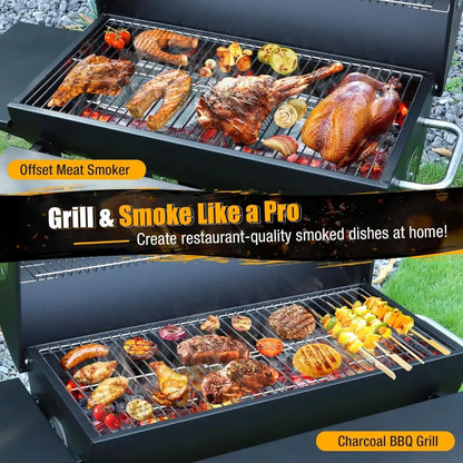 IronForge Elite - Charcoal Barrel BBQ Grill & Smoker Combo