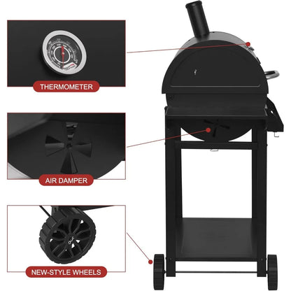 Royal Gourmet 30-Inch Charcoal Grill - Outdoor BBQ with Warming Rack