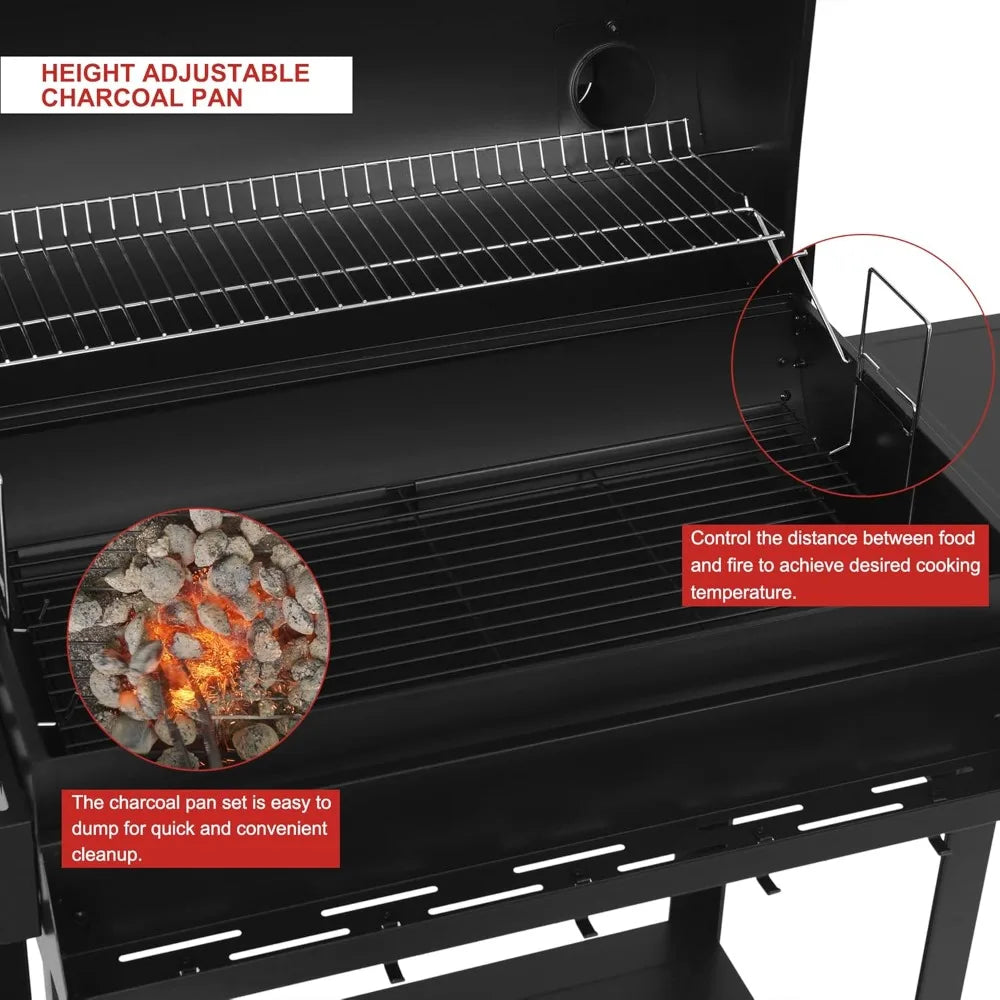 Royal Gourmet 30-Inch Charcoal Grill - Outdoor BBQ with Warming Rack