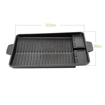 Korean BBQ Non-Stick Grill Pan - 32x26cm Portable Rectangle Plate