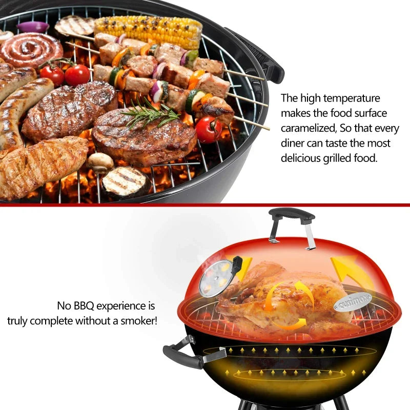 FireMaster 22.5" Portable Charcoal Kettle Grill & Smoker