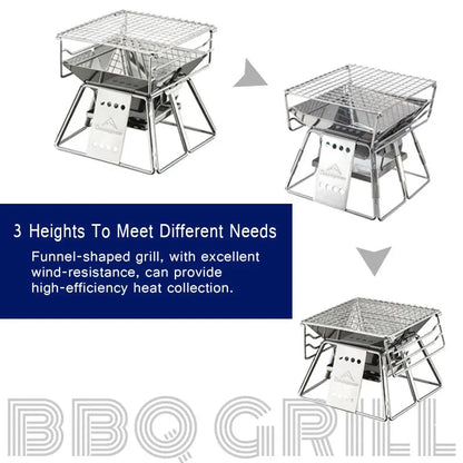 YOMEEI Pocket Grill - Portable Folding Stainless Steel BBQ