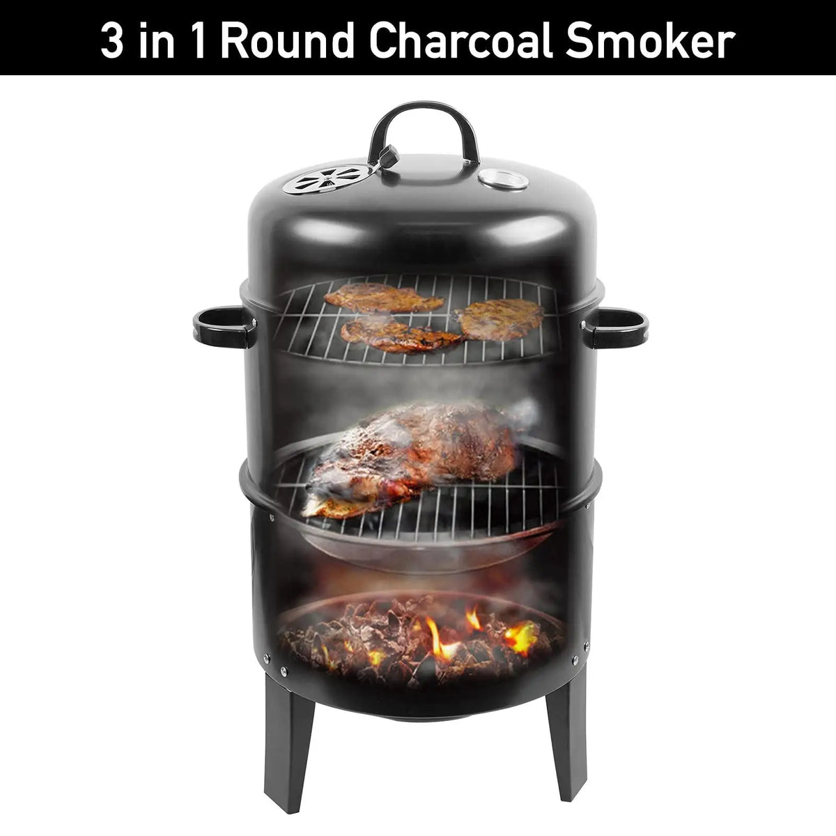 IronForge 3-in-1 Vertical BBQ Smoker & Portable Fire Pit