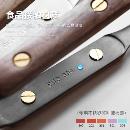 ZenGrip Walnut & Stainless Steel BBQ Tongs - Japanese Food Clips