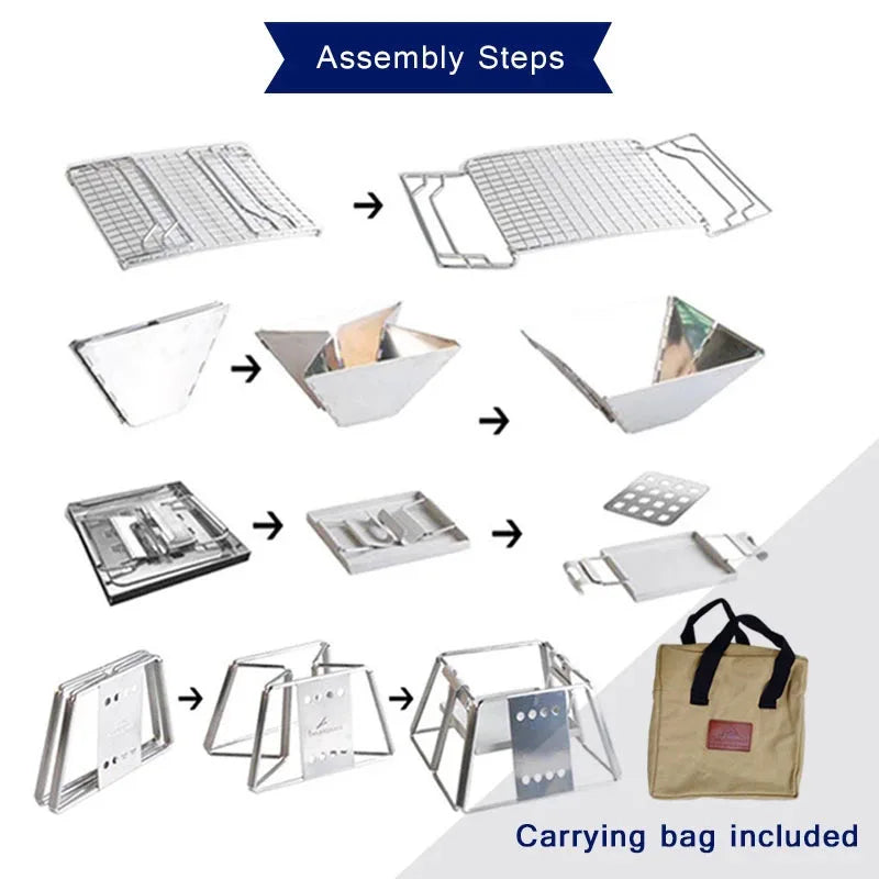 YOMEEI Pocket Grill - Portable Folding Stainless Steel BBQ