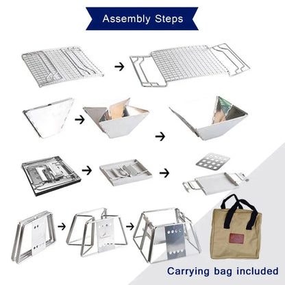 YOMEEI Pocket Grill - Portable Folding Stainless Steel BBQ