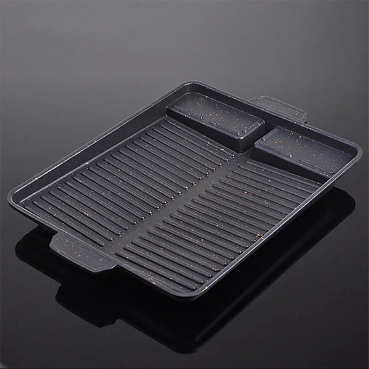 Korean BBQ Non-Stick Grill Pan - 32x26cm Portable Rectangle Plate