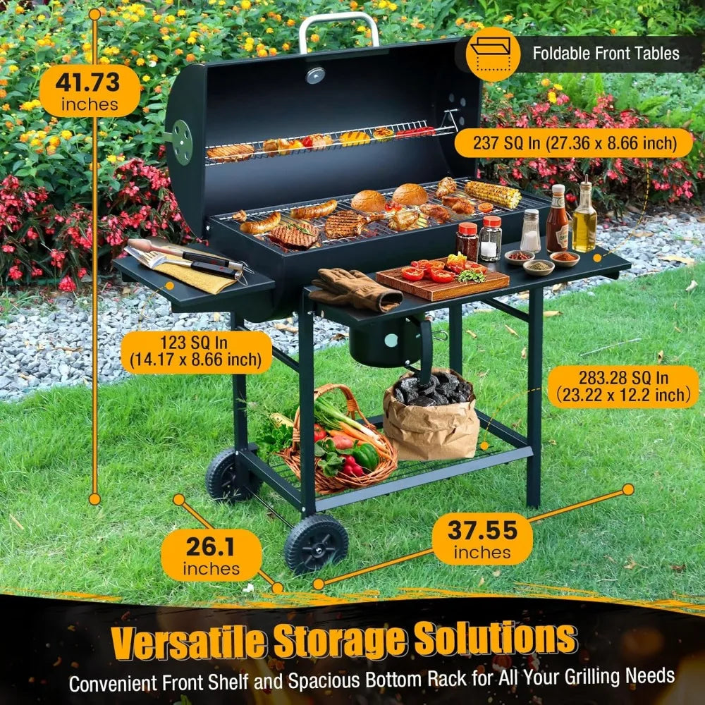 IronForge Elite - Charcoal Barrel BBQ Grill & Smoker Combo