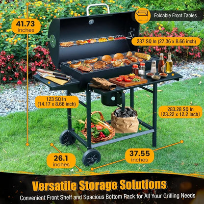 IronForge Elite - Charcoal Barrel BBQ Grill & Smoker Combo