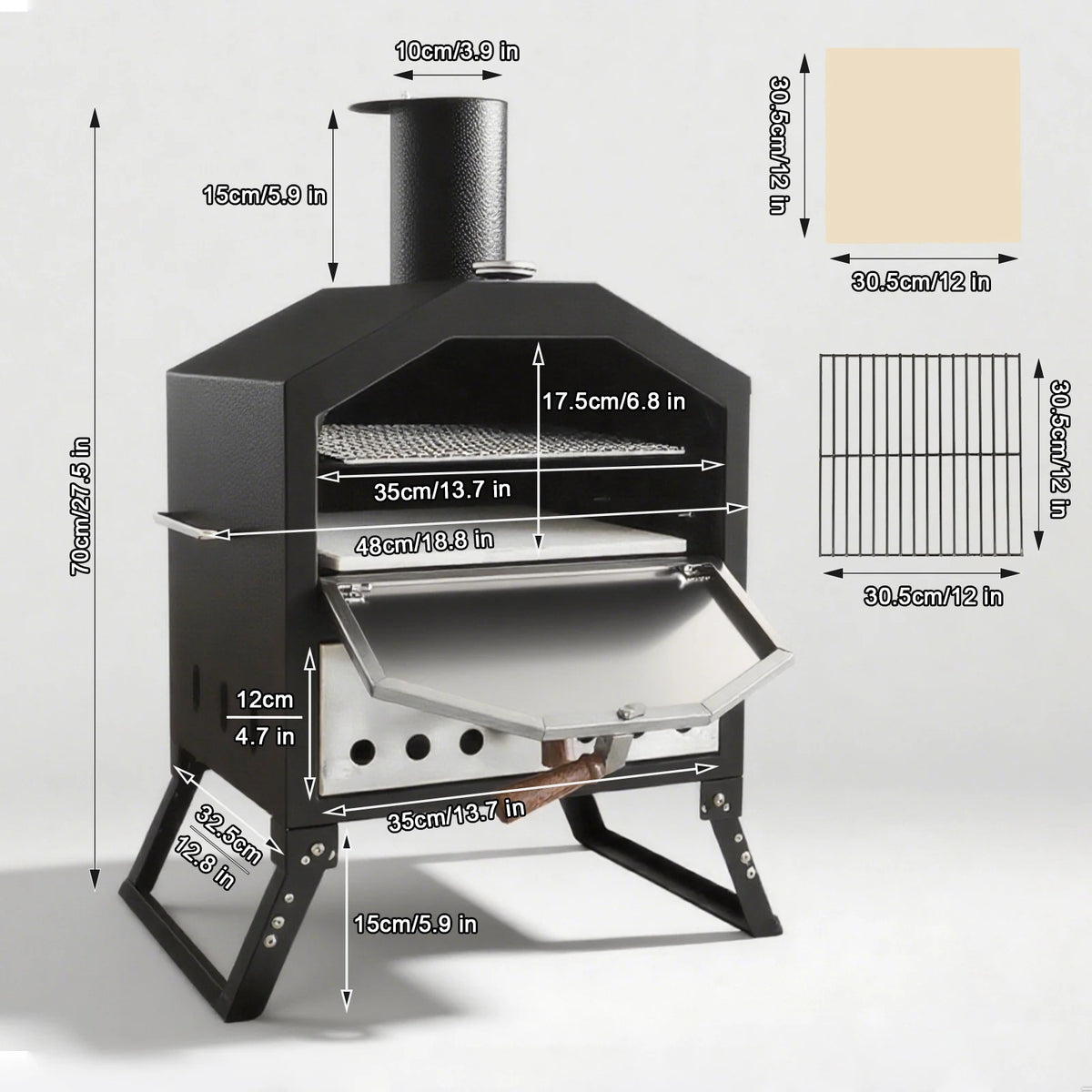 PyroMaster Portable Wood Fired Pizza Oven - 12" Outdoor BBQ Maker