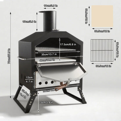 PyroMaster Portable Wood Fired Pizza Oven - 12" Outdoor BBQ Maker