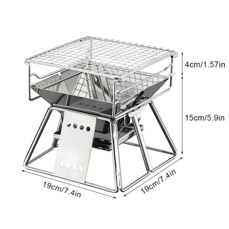 YOMEEI Pocket Grill - Portable Folding Stainless Steel BBQ