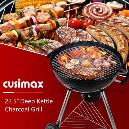 FireMaster 22.5" Portable Charcoal Kettle Grill & Smoker