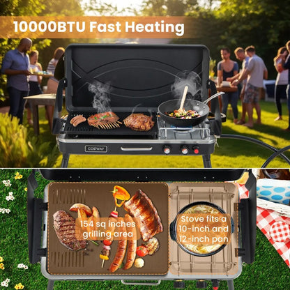 NomadPro - 2-in-1 Portable Propane Grill & 2-Burner Camping Stove