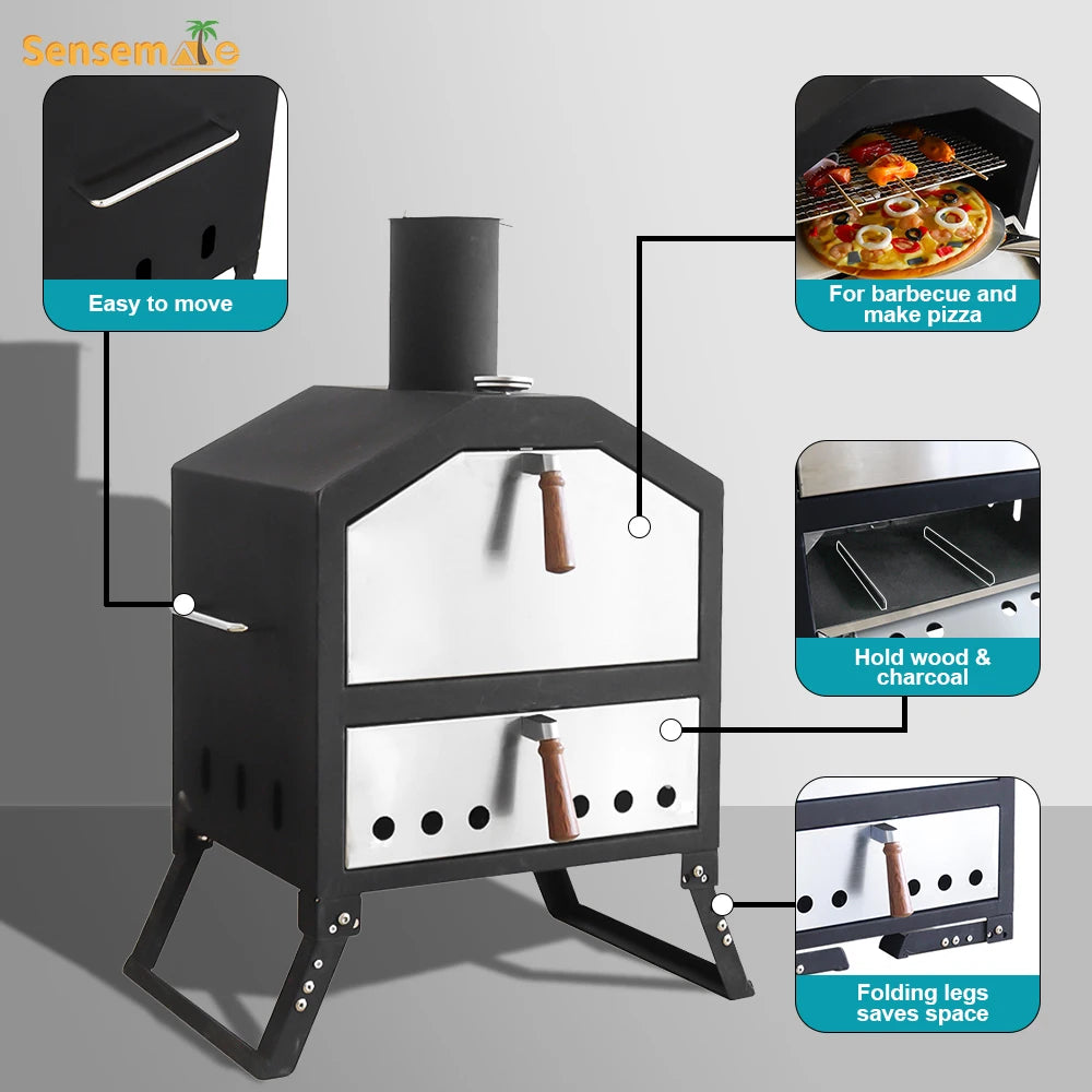 PyroMaster Portable Wood Fired Pizza Oven - 12" Outdoor BBQ Maker