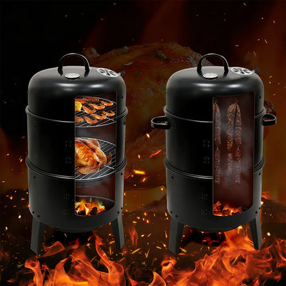 ApexSmoke 3-Tier Vertical Charcoal Smoker & Portable BBQ Grill