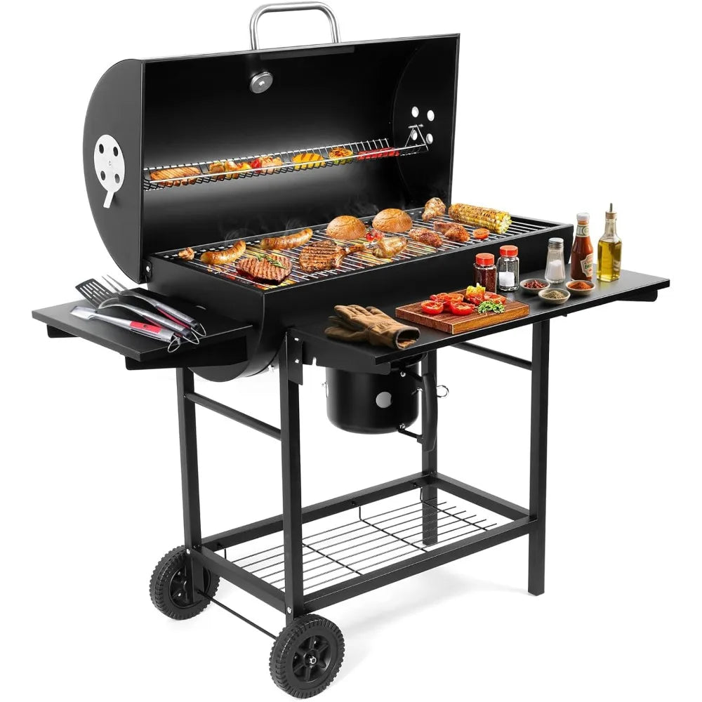 IronForge Elite - Charcoal Barrel BBQ Grill & Smoker Combo