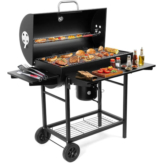 IronForge Elite - Charcoal Barrel BBQ Grill & Smoker Combo