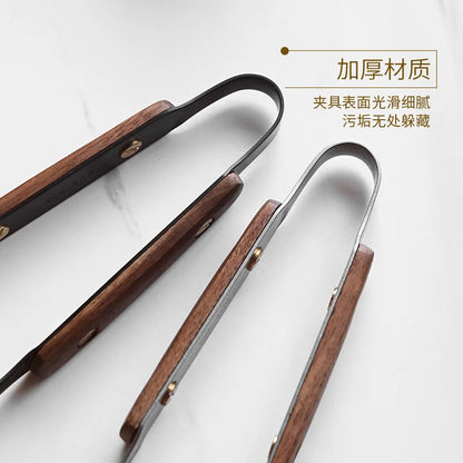 ZenGrip Walnut & Stainless Steel BBQ Tongs - Japanese Food Clips