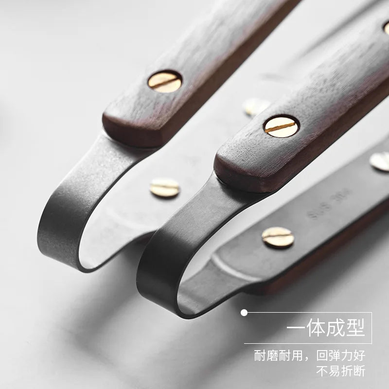 ZenGrip Walnut & Stainless Steel BBQ Tongs - Japanese Food Clips