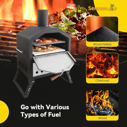 PyroMaster Portable Wood Fired Pizza Oven - 12" Outdoor BBQ Maker